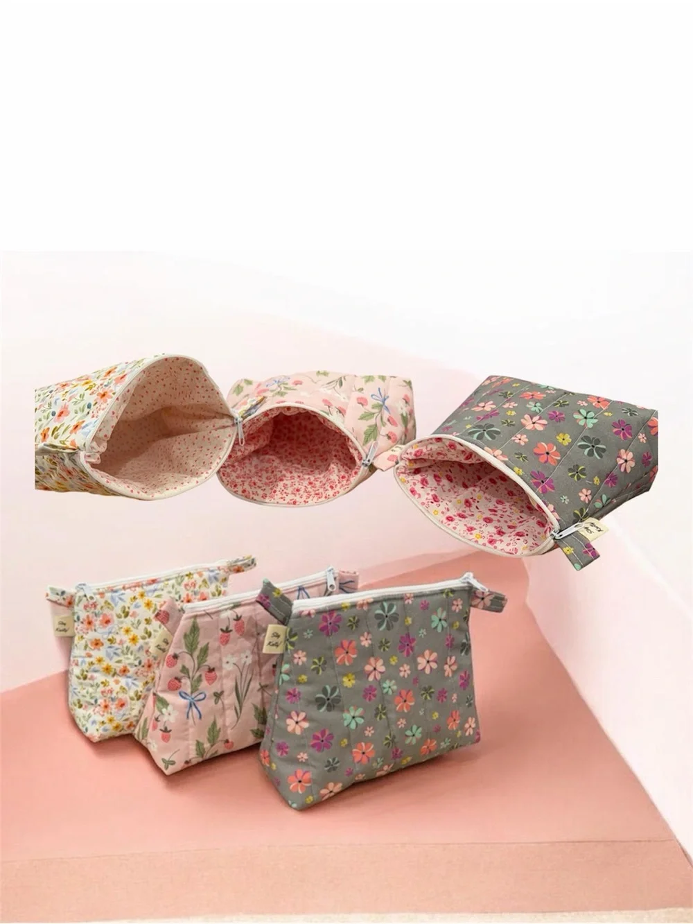 Floral Canvas Zip Pouch - Pink, Green & Yellow and Many Colors to choose from 😉